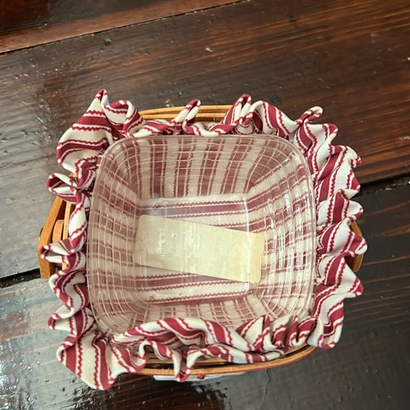 Longaberger Sweetheart Mini Basket with Red and White Stripped Lining - Picture 3 of 8